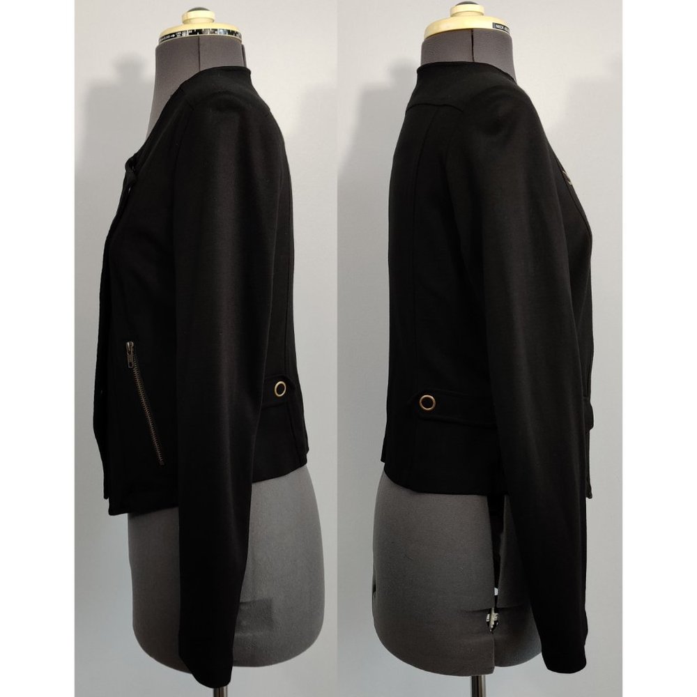 CABI Ponte Knit Moto Jacket Black Style 615 Small - Picture 6 of 14